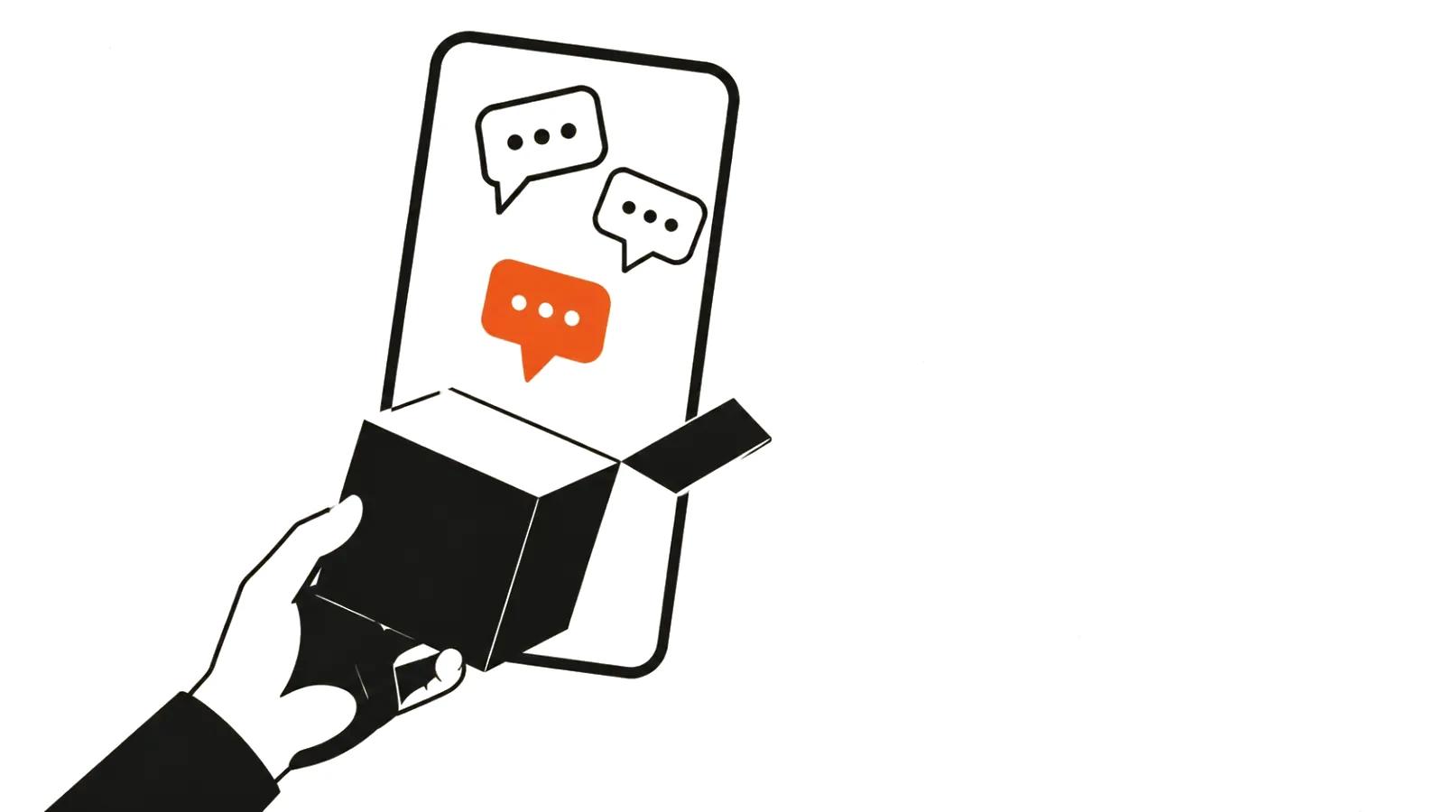 UGC-контент: человек снимает распаковку продукта на телефон, из кадра выходят отзывы