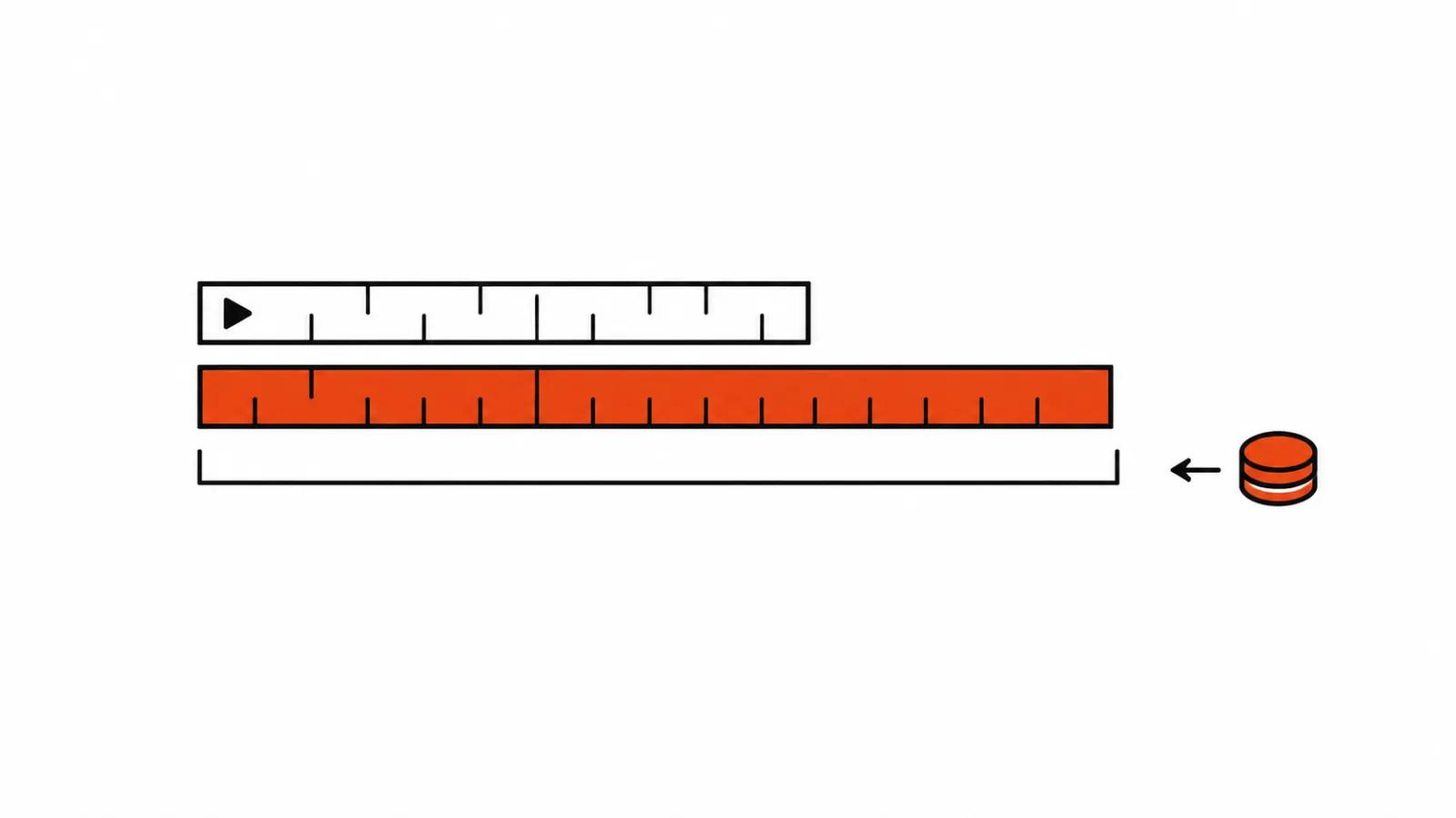 Two duration bars under one bracket: input and output video billed together